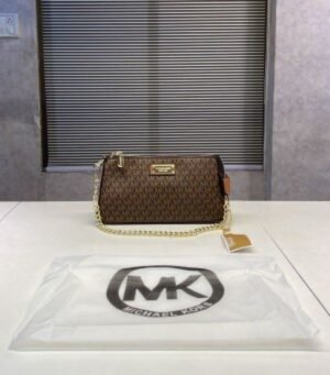 MICHAEL KORS JET SET SIGNATURE MEDIUM CLUTCH (BROWN)