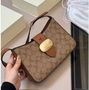 COACH JACQUARD ELIZA BAG ( BROWN ) WITH DOUBLE BOX WITH PREMIUM QUALITY