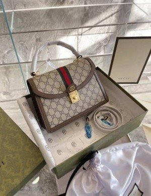 GUCCI_ OPHIDIA GG SUPREME TOP HANDEL BAG WITH BOX BIG SIZE(CARRY BAG)