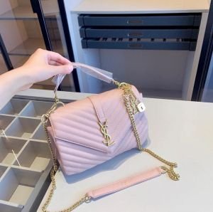 YSL SAINT LAURENT COLLEGE MEDIUM CHAIN BAG khaki dubble box packing 6133