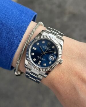 Rolee_x Oyester Perpetual Date Just Ladies Silver-Blue