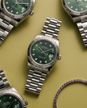 Role_x Oyester Perpetual Date Just Ladies Silver-Green
