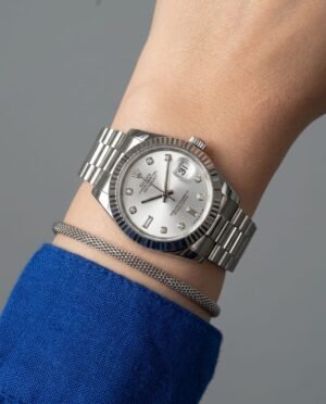 Role_x Oyester Perpetual Date Just Ladies Silver-White
