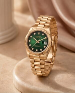 Role_x Oyester Perpetual Date Just Ladies Gold-Green