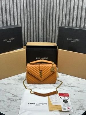 YSL SAINT LAURENT COLLEGE MEDIUM CHAIN BAG khaki dubble box packing 6132