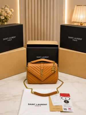 YSL SAINT LAURENT COLLEGE MEDIUM CHAIN BAG khaki dubble box packing 6132