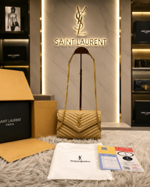 YSL SAINT LAURENT Grain De Poudre Matelasse Chevron Medium Monogram with dubble box 6611